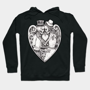 Skeleton lovers in love vintage heart art. Hoodie